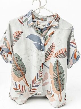 Cynthia Rowley Linen Top in Dusty Blue, Sage, Blush & Terra Cotta